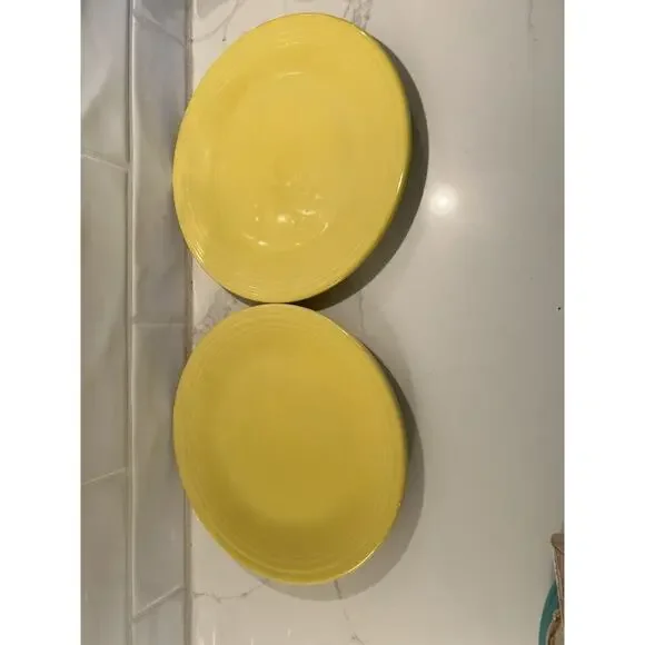 Vtg Homer Laughlin Fiesta Sunflower Plates 10.5" Set Of 2 Dinner Large Plates - Picture 4 of 7